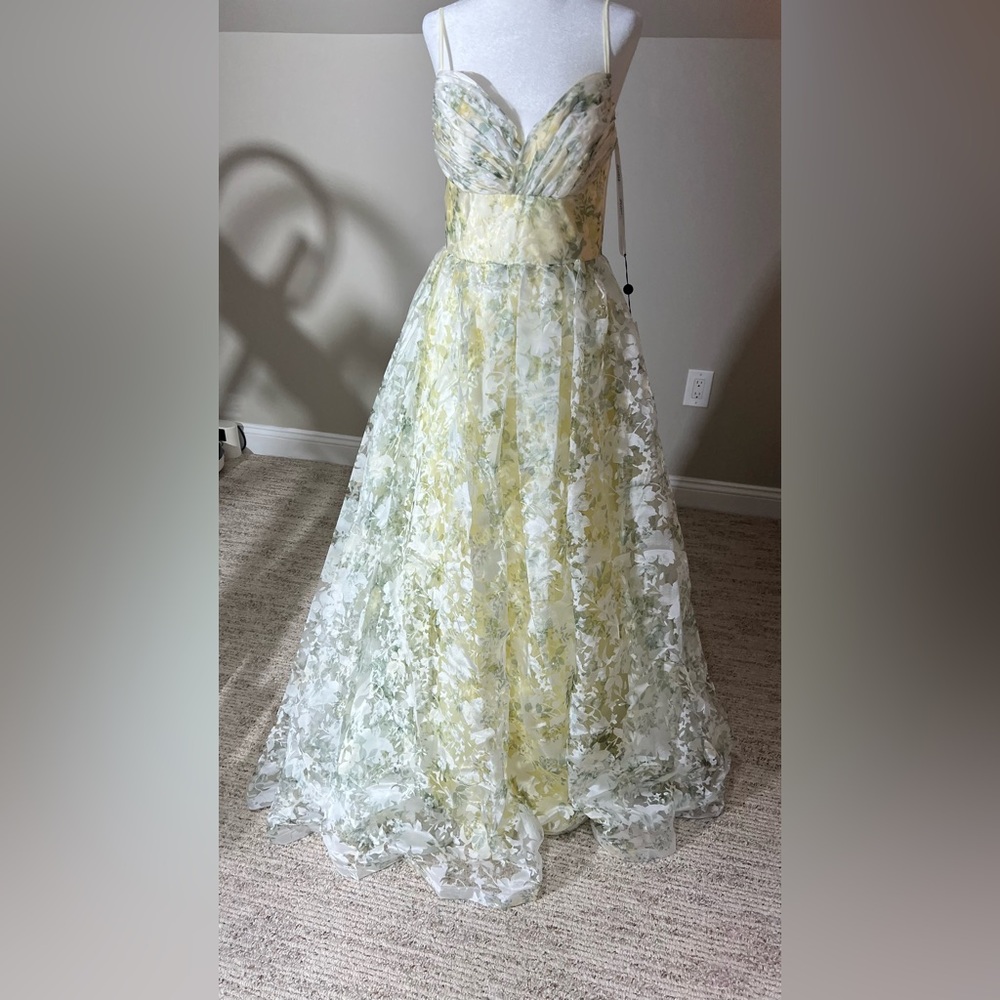 Jovani 37531 Detached Sleeves Floral Dress